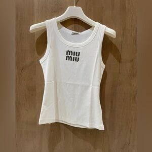Miu Miu White Tank Top with Black Logo